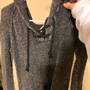 Black sweater distressed looking